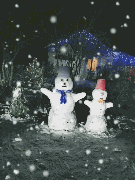 Вот такая очаровательная пара снеговиков от Светланы Ивановой из деревни Жадрицы